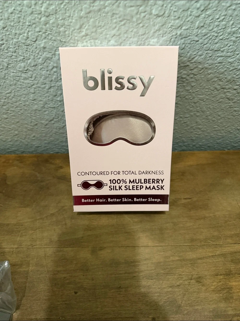 Bliss Mulberry Silk Sleep Mask - Pale Pink Contoured for Total Darkness NEW